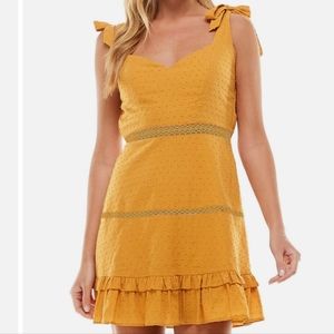 CITY STUDIO Textured Ruffled Lace Insets Tie At Shoulder Mini Dress Size XL